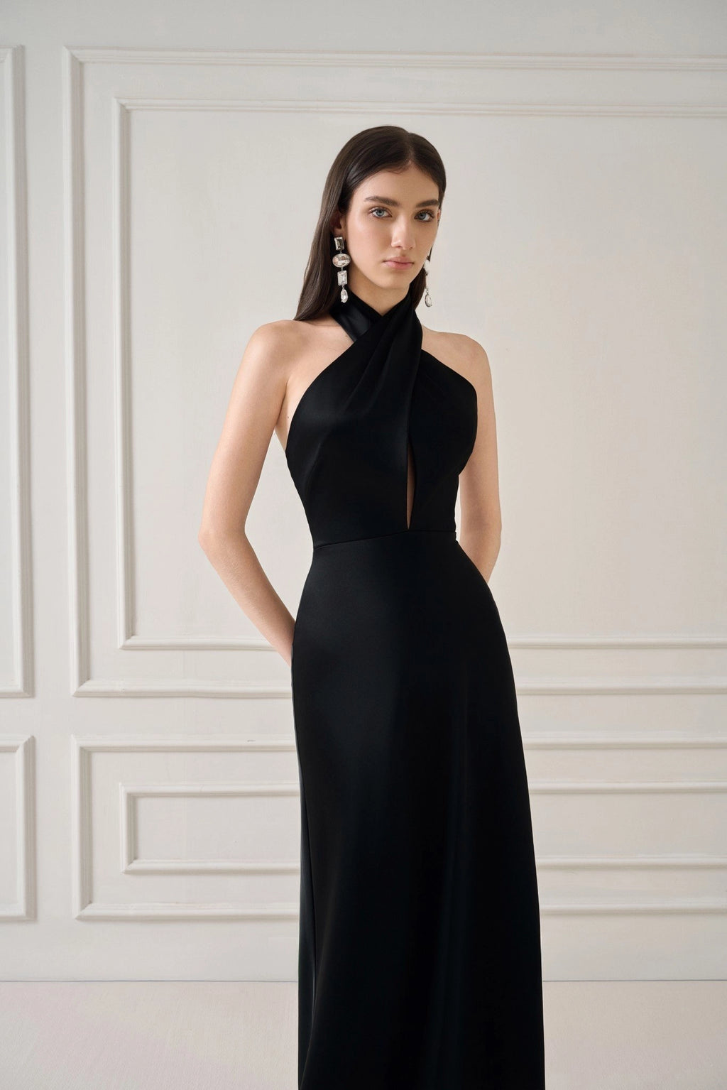 Belni Silk-Satin Long Dress