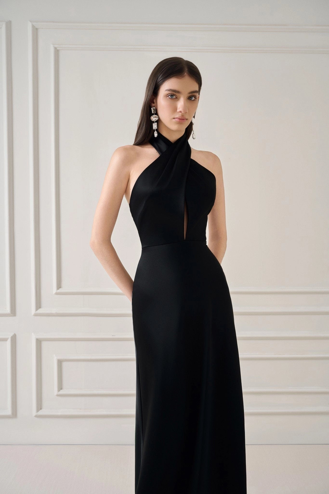 Belni Silk-Satin Long Dress