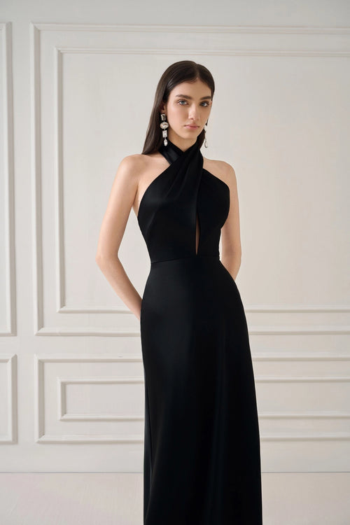 Belni Silk-Satin Long Dress