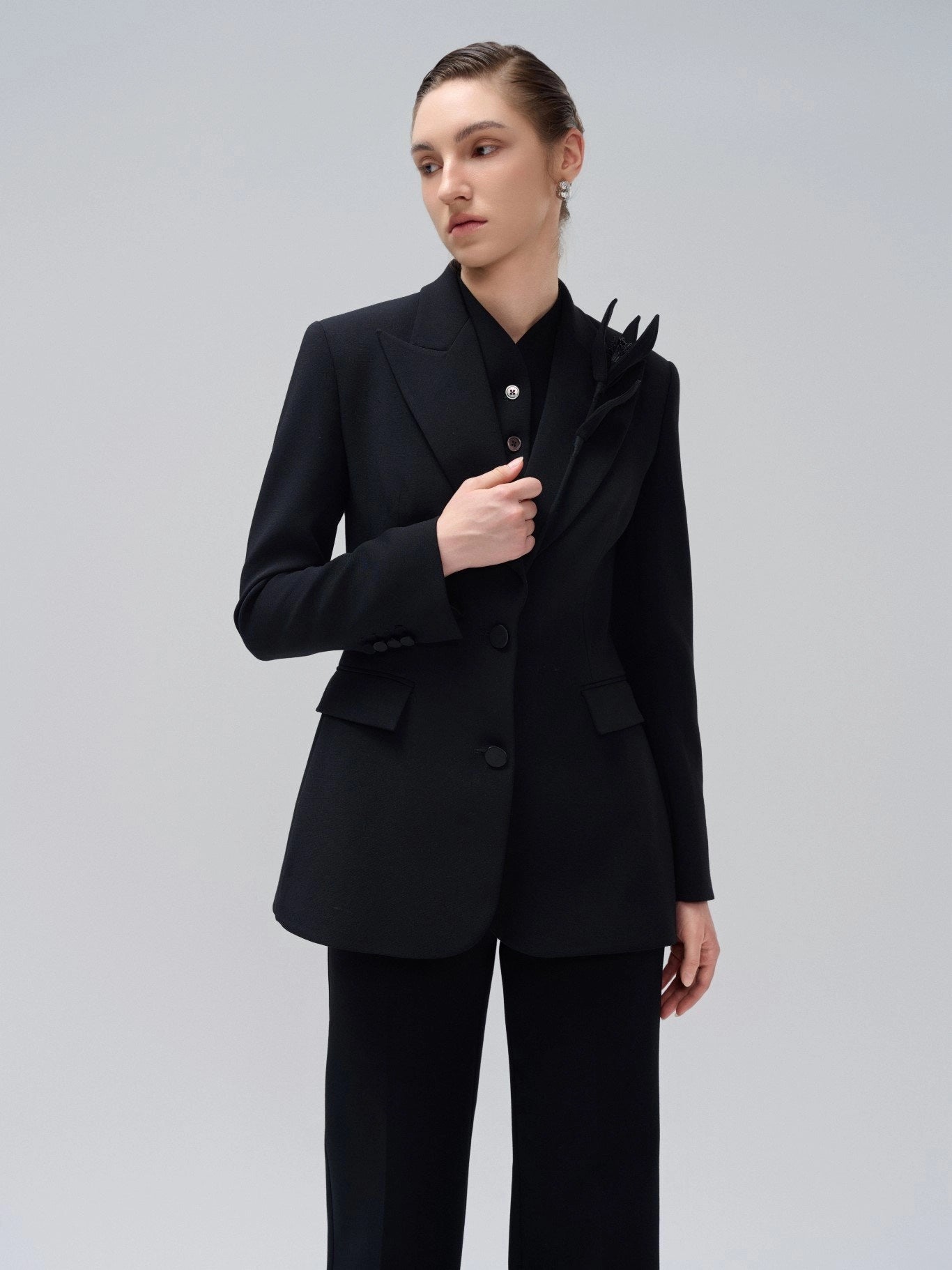 Fiona Notched Blazer - Black