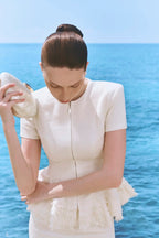 Celine Scallop Peplum - White