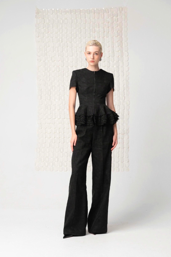 Celine Scallop Peplum - Black