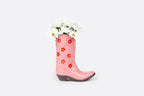Rodeo Cowboy Boot Vase Pink
