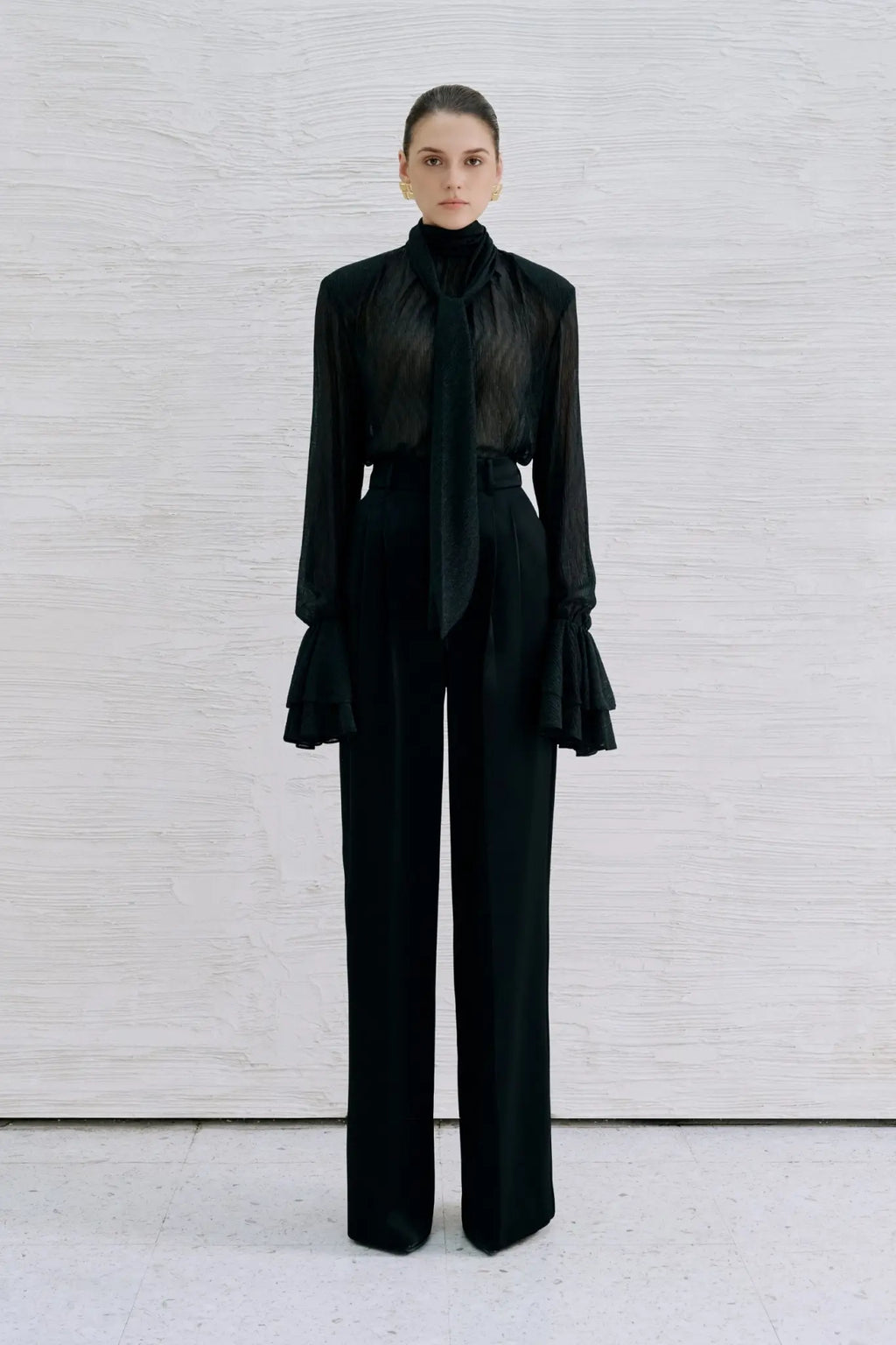 Thalia Long Blouse – Black