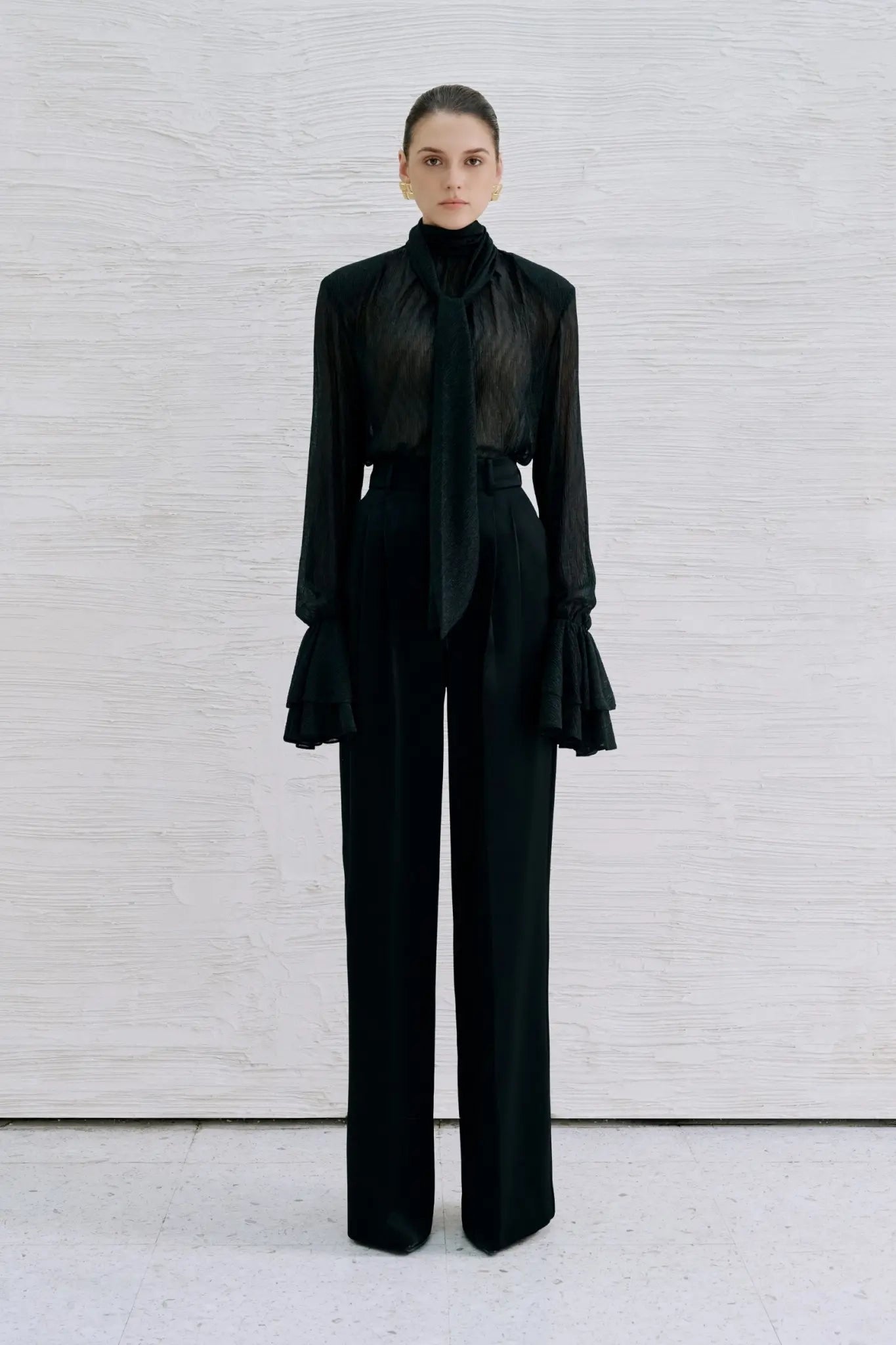Thalia Long Blouse – Black