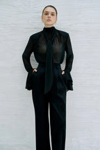 Thalia Long Blouse – Black