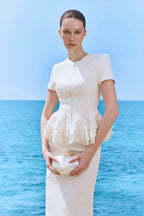 Celine Scallop Peplum - White