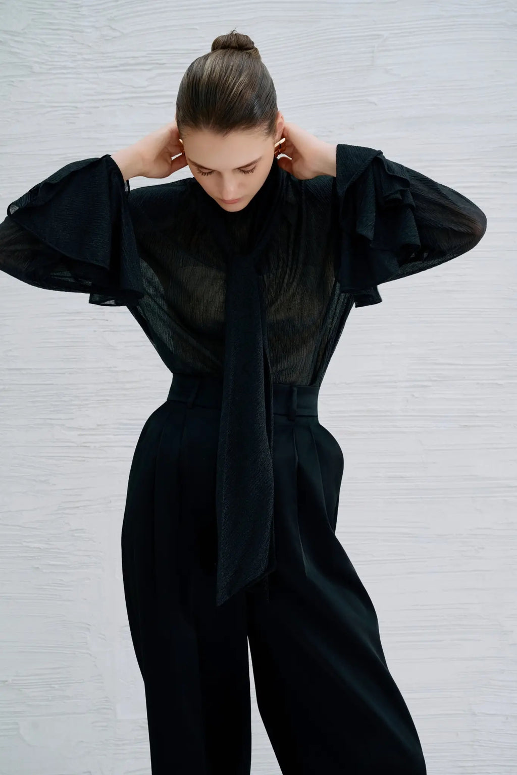 Thalia Long Blouse – Black