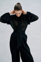 Thalia Long Blouse – Black
