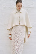 Hina EMB Cashmere-Blend Cape - Ivory