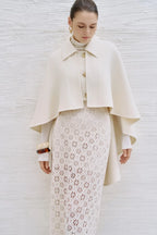 Hina EMB Cashmere-Blend Cape - Ivory