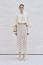 Hina EMB Cashmere-Blend Cape - Ivory