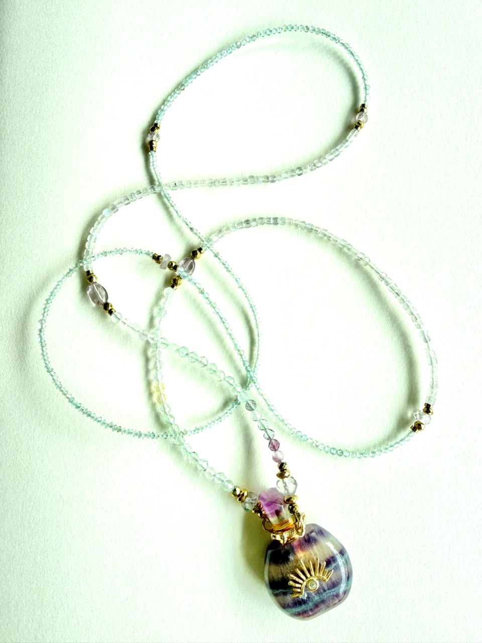 Amethyst Potion Bottle Pendant with Blue Tourmaline
