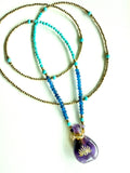 Amethyst Potion Bottle Pendant with Gold Hematite