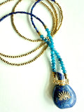 Lapis Lazuli Potion Bottle Pendant with Gold Hematite