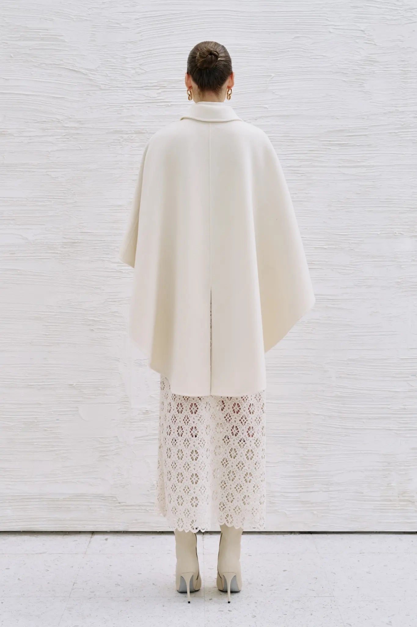 Hina EMB Cashmere-Blend Cape - Ivory