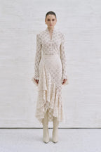 Lar Lace Fluted Skirt - Ivory