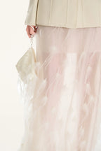 Milan EMB Feather Skirt - White