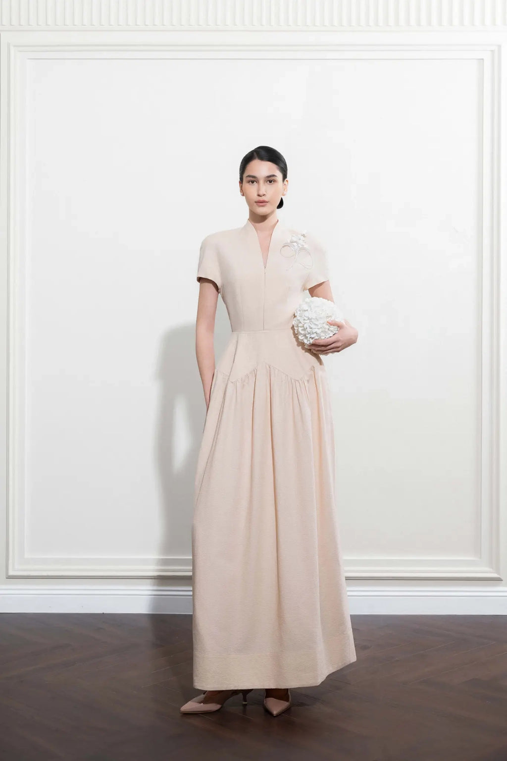 Eloria Shirt-Collar Midi Dress - Pink