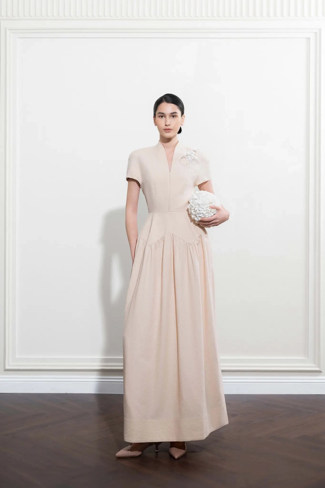 Eloria Shirt-Collar Midi Dress - Pink