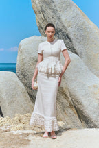 Celine Scallop Peplum - White