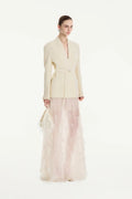 Milan EMB Feather Skirt - White