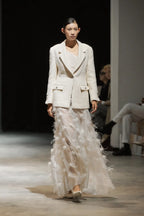 Milan EMB Feather Skirt - White
