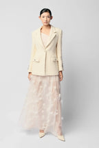Milan EMB Feather Skirt - White