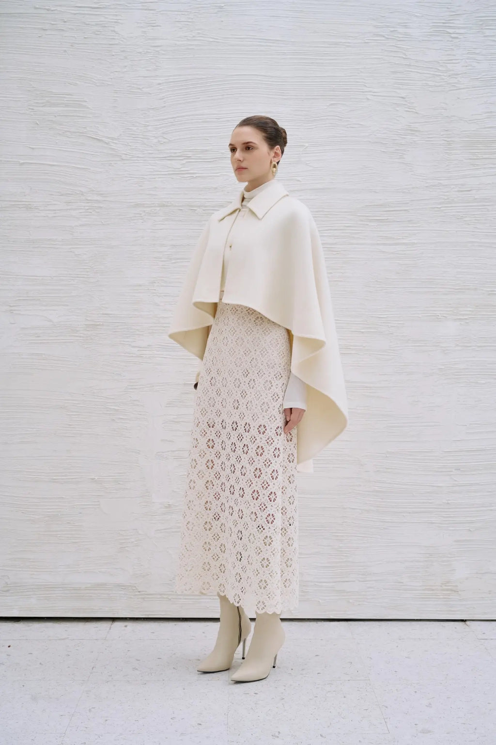 Hina EMB Cashmere-Blend Cape - Ivory