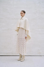 Hina EMB Cashmere-Blend Cape - Ivory